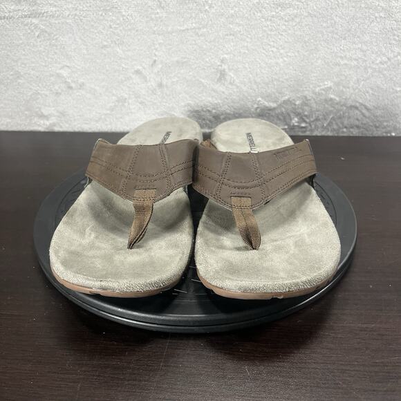 Merrell Mens Size 12 Brown Slide Thong Flip Flops Sandspur 2 Comfort Sandals - Picture 2 of 10